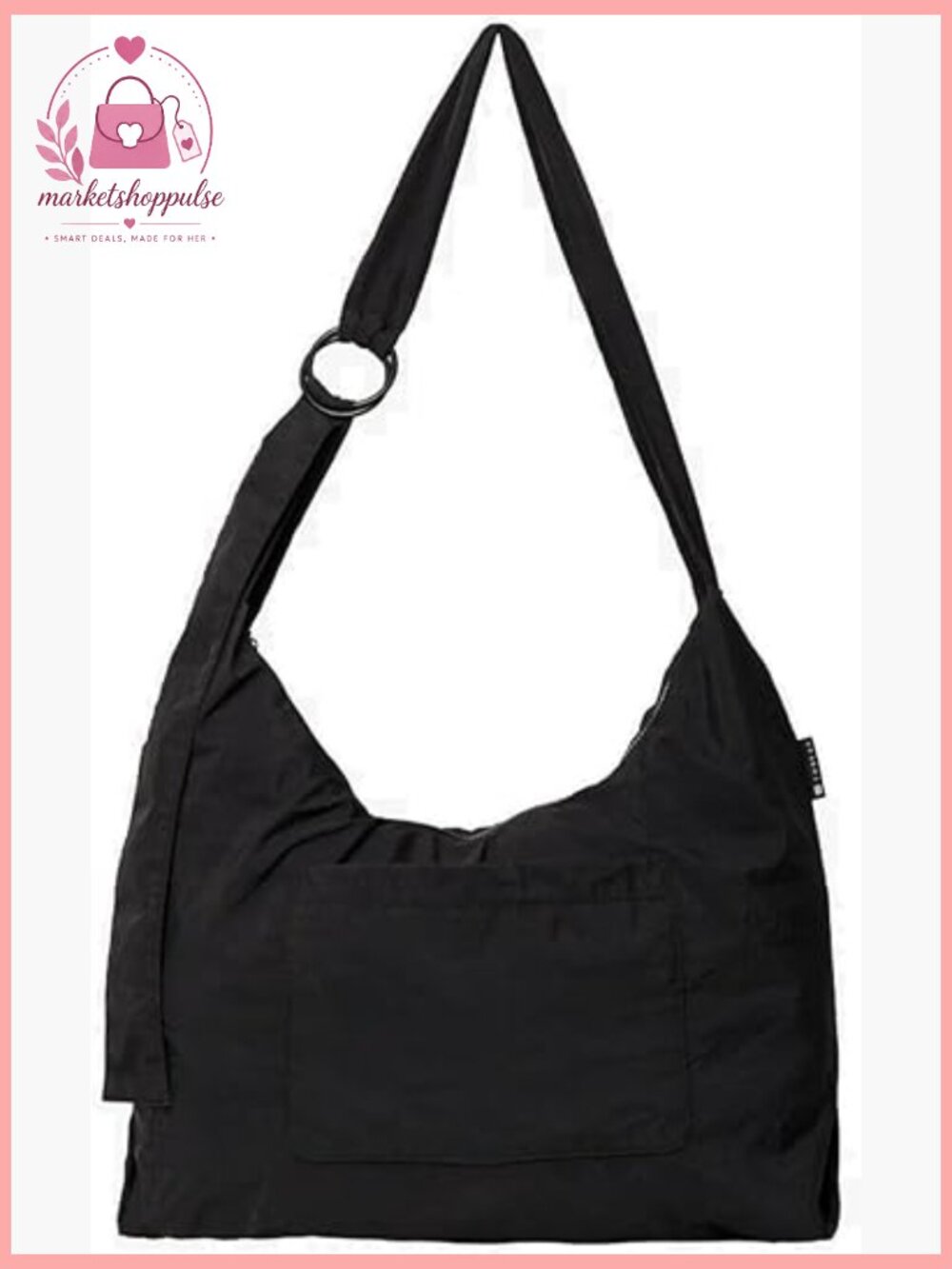 Slouchy Crescent Shoulder Bag Crossbody Purse Foldable Unstructured Nylon